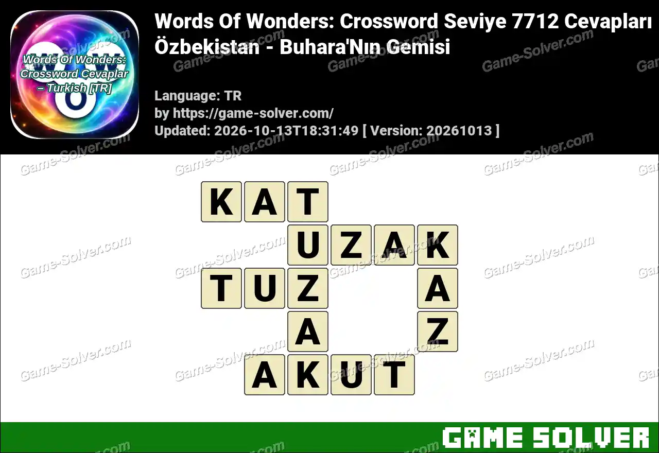 Words Of Wonders: Crossword Seviye 7712 Cevapları – Özbekistan – Buhara’Nın Gemisi